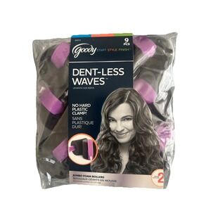 Goody Dent-Less Waves Jumbo Foam Rollers 9 Pcs‎ Hook & Loop No Plastic Clamp New